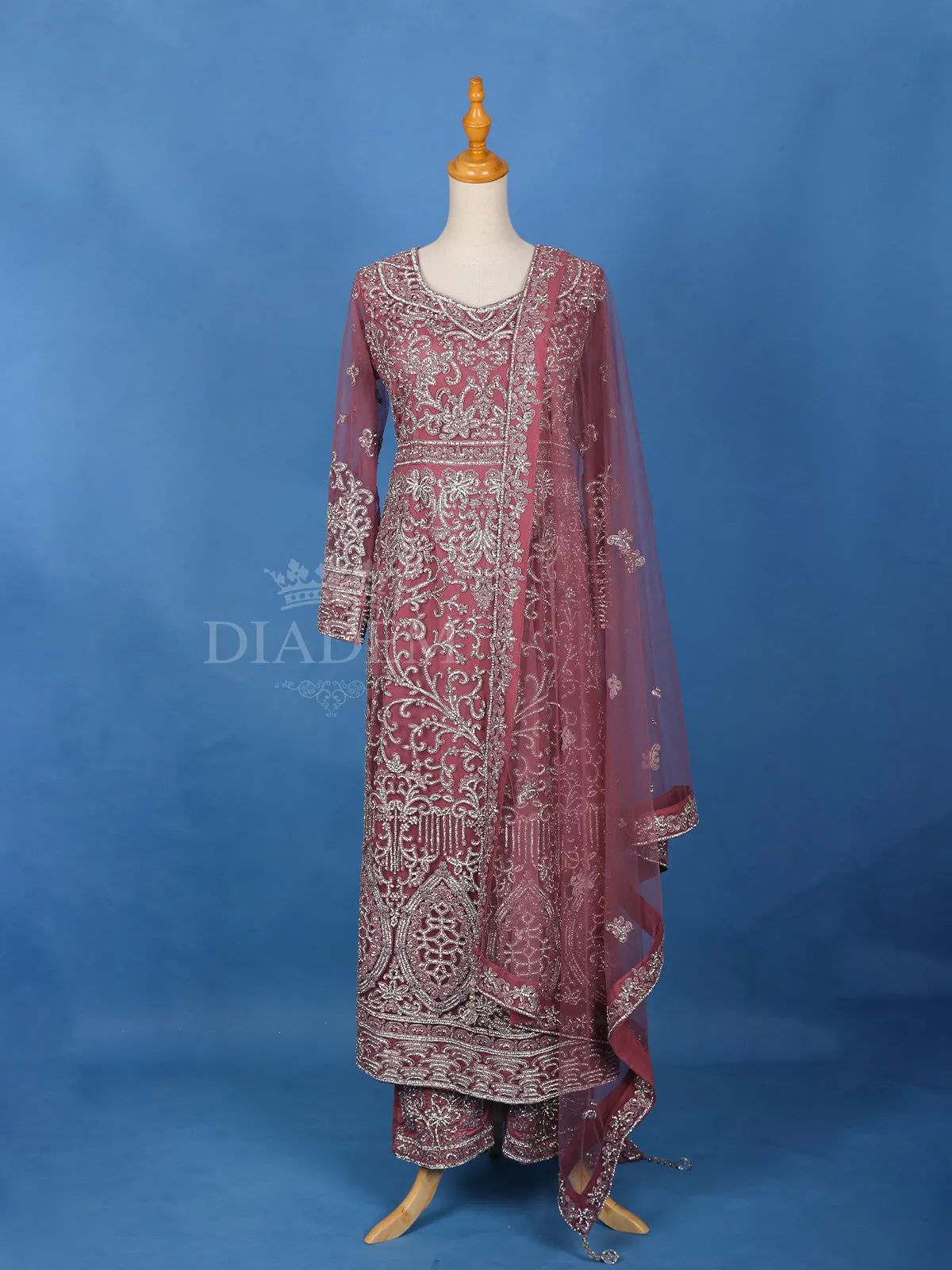 Dark Pink Floral Embroidery Salwar Suit