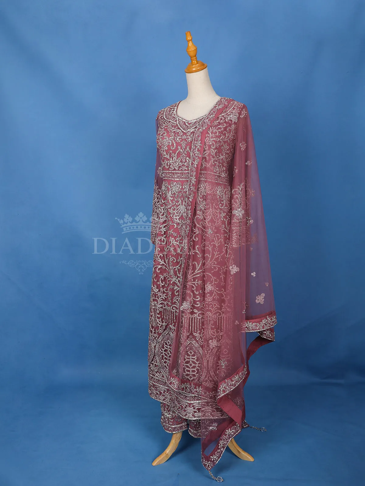 Dark Pink Floral Embroidery Salwar Suit