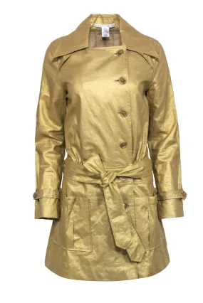 Diane von Furstenberg - Gold Metallic Trench Coat Sz 6