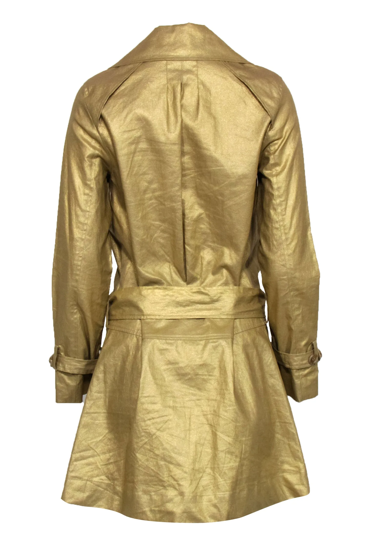 Diane von Furstenberg - Gold Metallic Trench Coat Sz 6