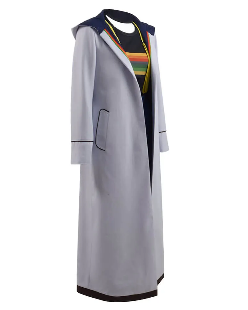 Doctor Who 13th Doctor Long Trench Coat Grey Halloween Cosplay Costume