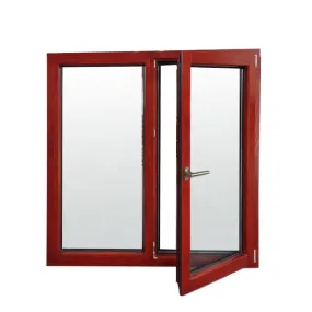 DOORWIN 2021Factory sale price prehung windows thermal break aluminum window with interior red oak wood claddingby Doorwin