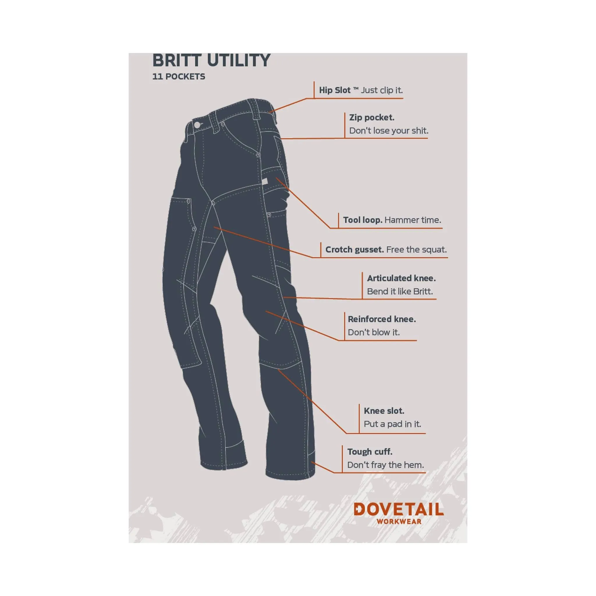 Dovetail Women's Britt Utility Pant - Grey Thermal Denim