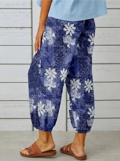 Effortlessly Stylish: Printed Tied Cropped Pants for Casual Occasions