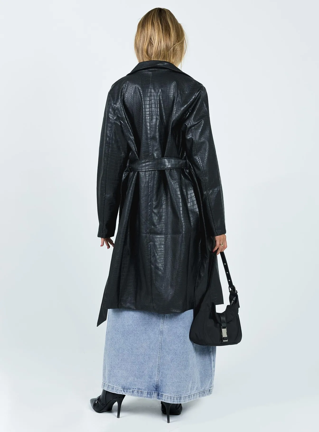 Elgata PU Trench Coat Black