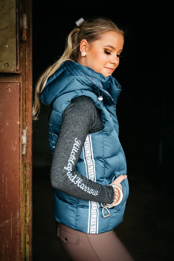 Equestrian Collection - EQ13-2 Petrol Blue Puffer Vest with Grey Detail