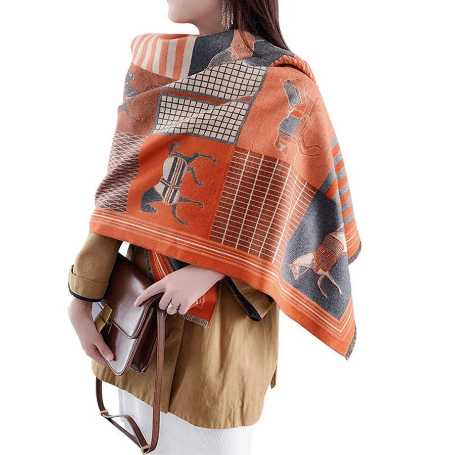 Equestrian Saratoga Scarf - Terracotta Orange