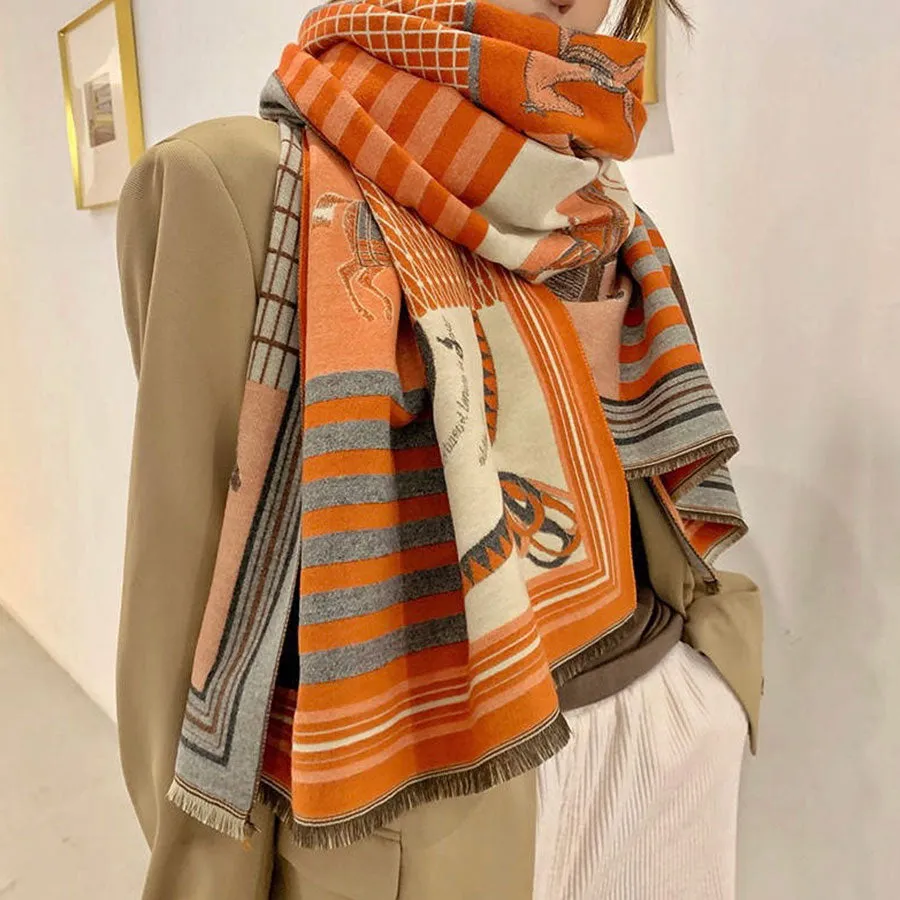 Equestrian Saratoga Scarf - Terracotta Orange