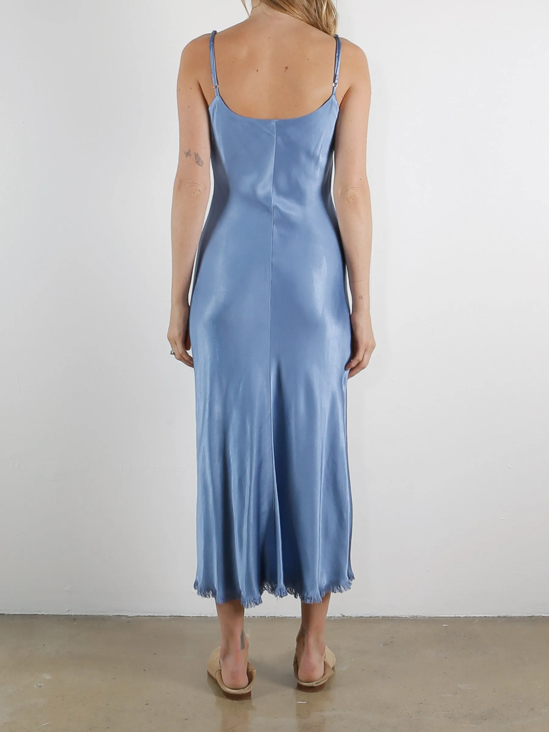 Farrah Slip Dress in Vintage Satin - Periwinkle