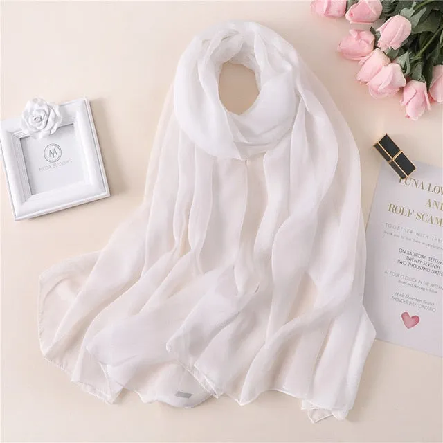 Fashion Silk Scarf Solid Color Bandana Shawl #BS-13