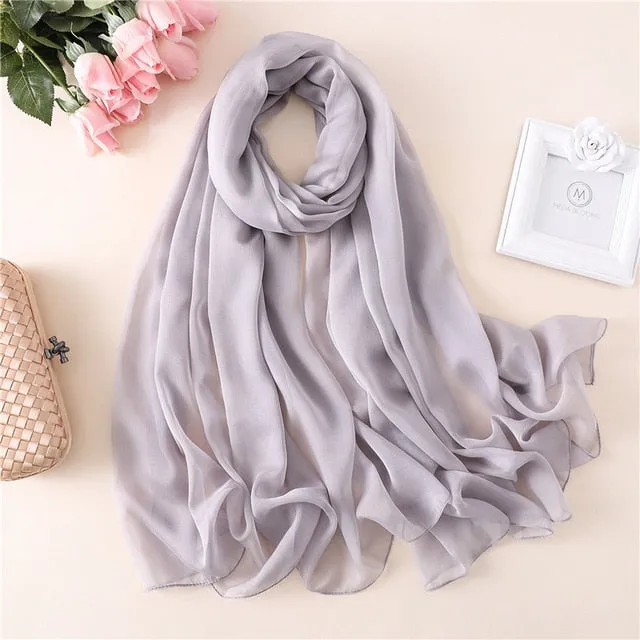 Fashion Silk Scarf Solid Color Bandana Shawl #BS-13