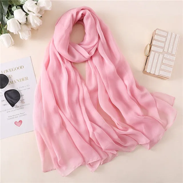 Fashion Silk Scarf Solid Color Bandana Shawl #BS-13