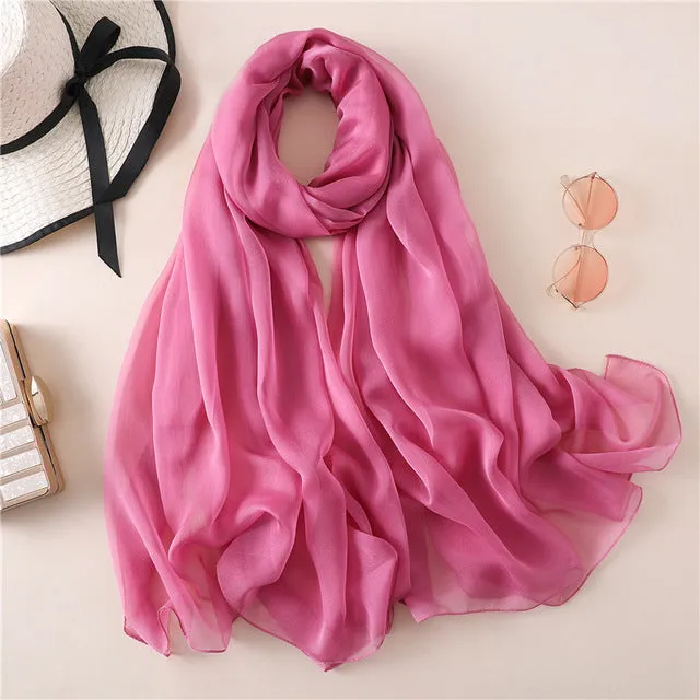 Fashion Silk Scarf Solid Color Bandana Shawl #BS-13