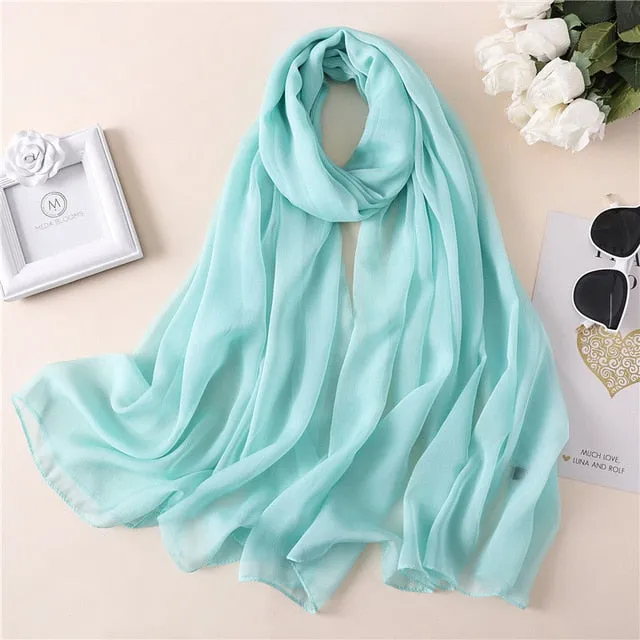 Fashion Silk Scarf Solid Color Bandana Shawl #BS-13