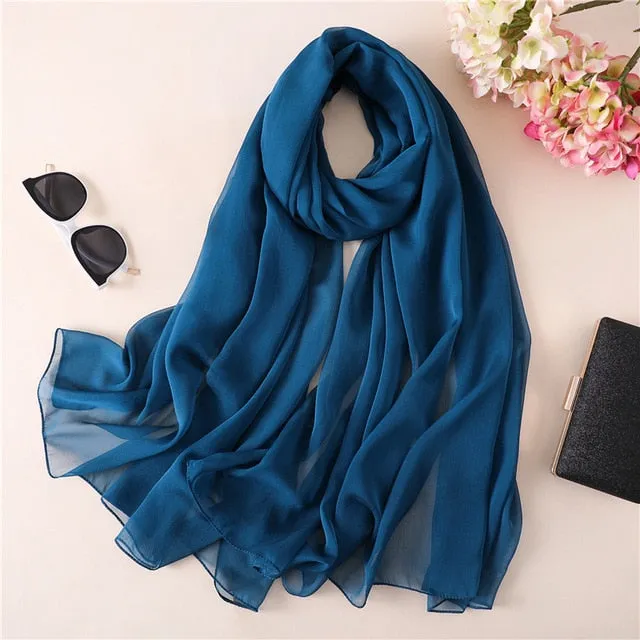 Fashion Silk Scarf Solid Color Bandana Shawl #BS-13