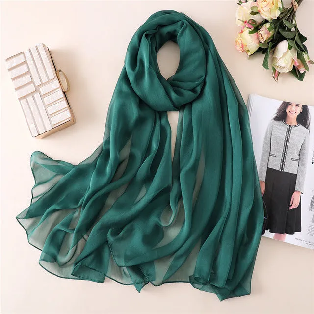 Fashion Silk Scarf Solid Color Bandana Shawl #BS-13