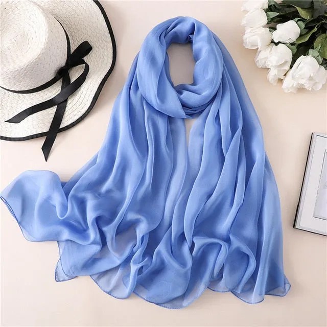 Fashion Silk Scarf Solid Color Bandana Shawl #BS-13