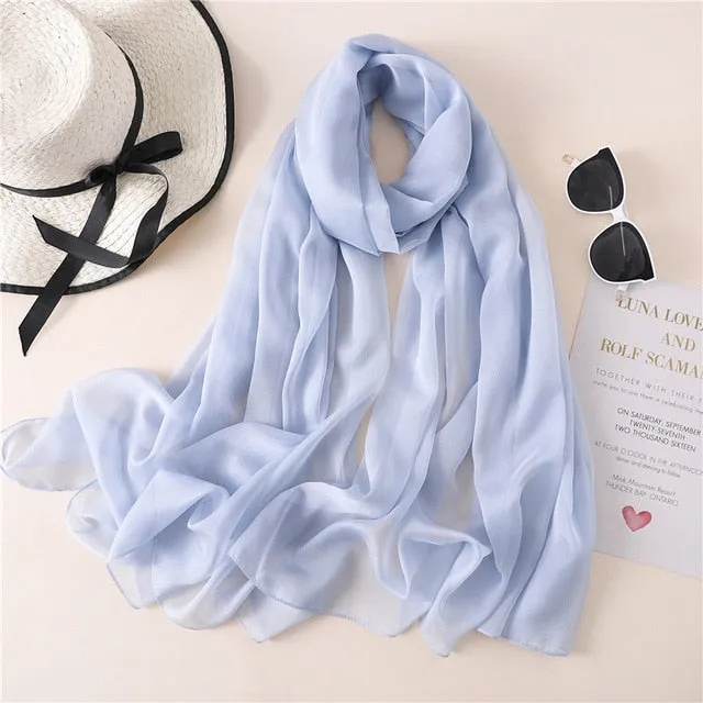 Fashion Silk Scarf Solid Color Bandana Shawl #BS-13