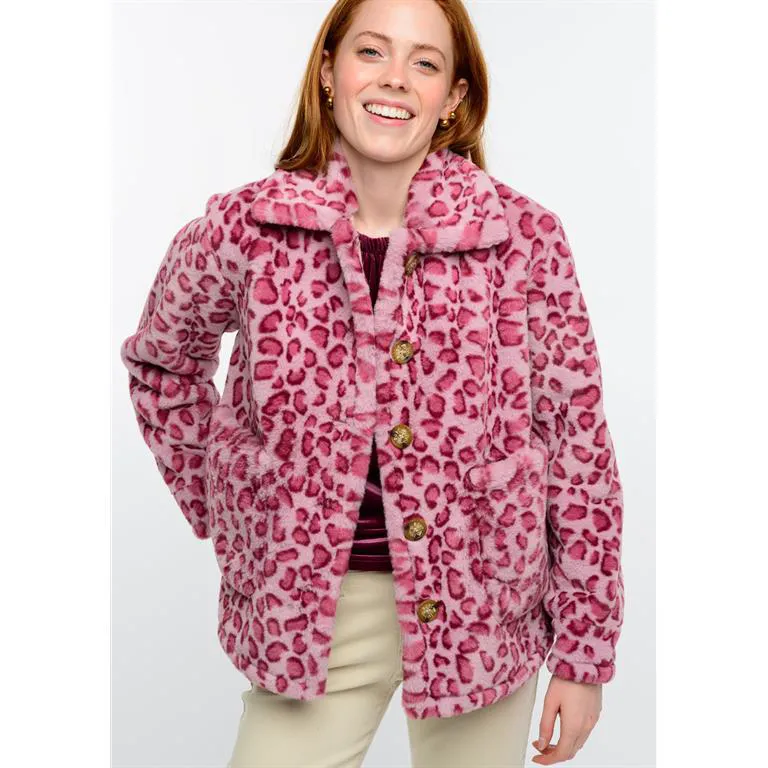 Faux Fur Rosy Leopard Jacket