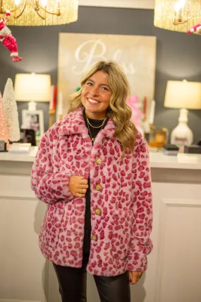 Faux Fur Rosy Leopard Jacket