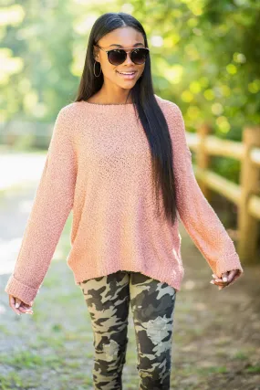 Find Your Love Clay Orange Popcorn Sweater