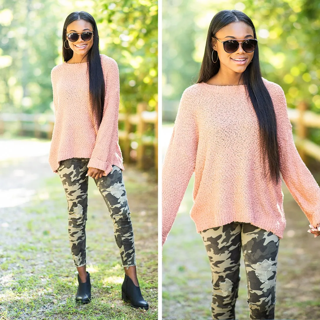 Find Your Love Clay Orange Popcorn Sweater