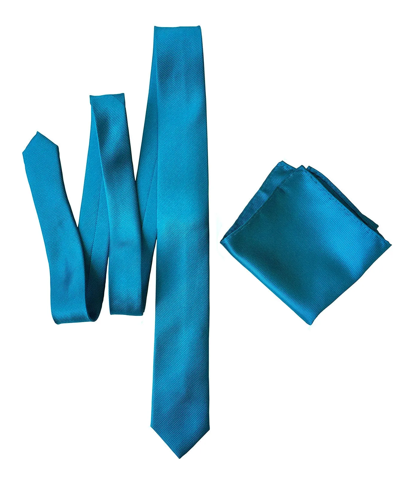 French Blue Necktie. Solid Color Fine-Stripe Tie, No Print