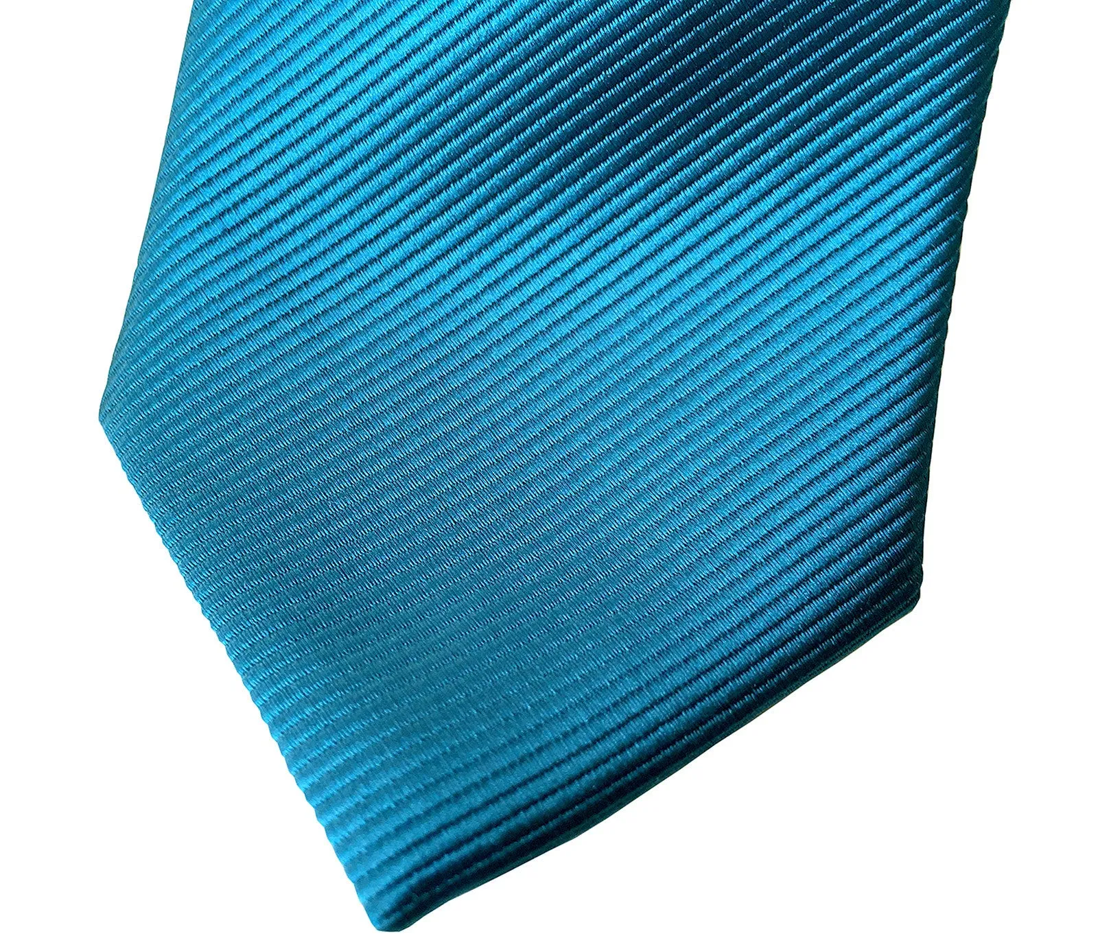 French Blue Necktie. Solid Color Fine-Stripe Tie, No Print