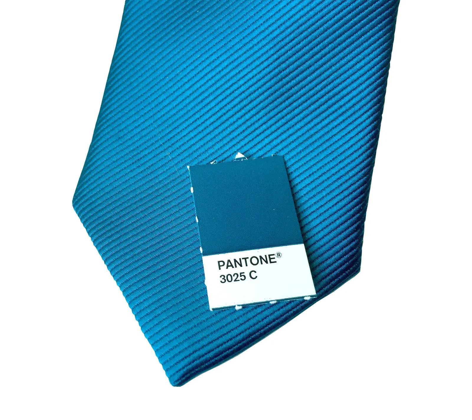 French Blue Necktie. Solid Color Fine-Stripe Tie, No Print