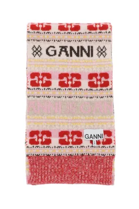 Ganni graphic logo scarf