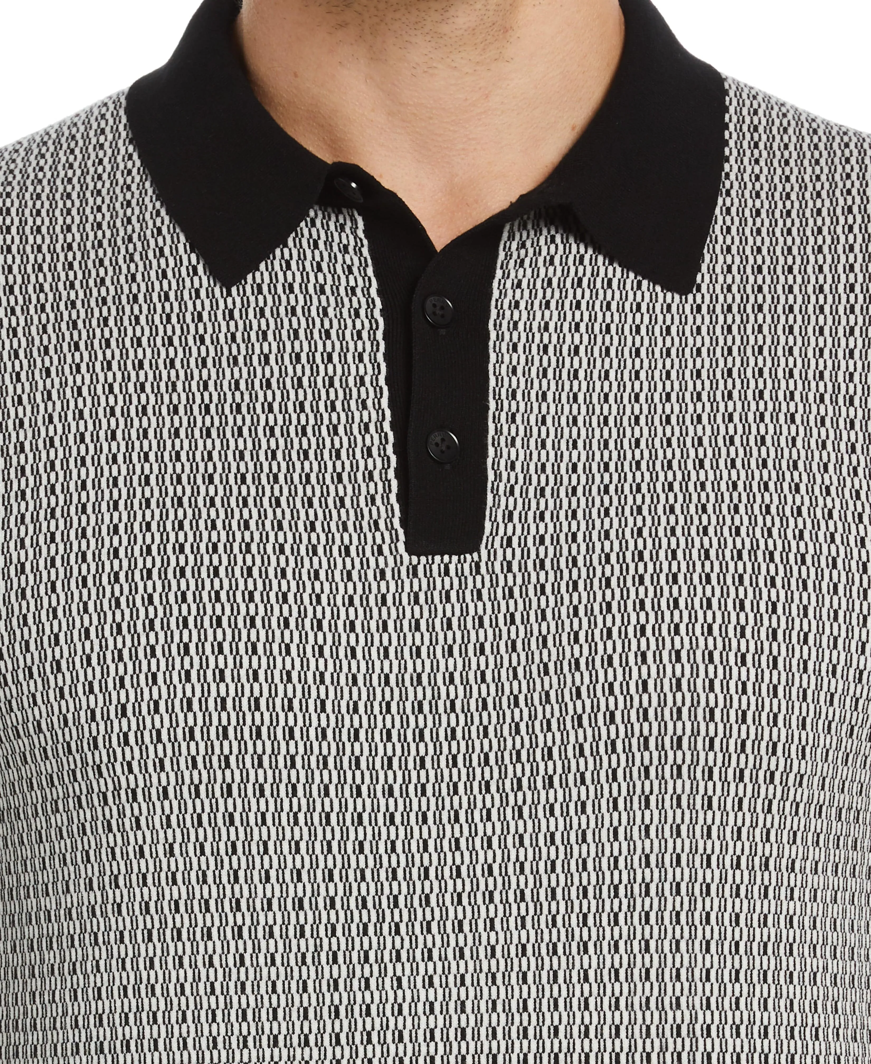 Geometric Pattern Polo Sweater