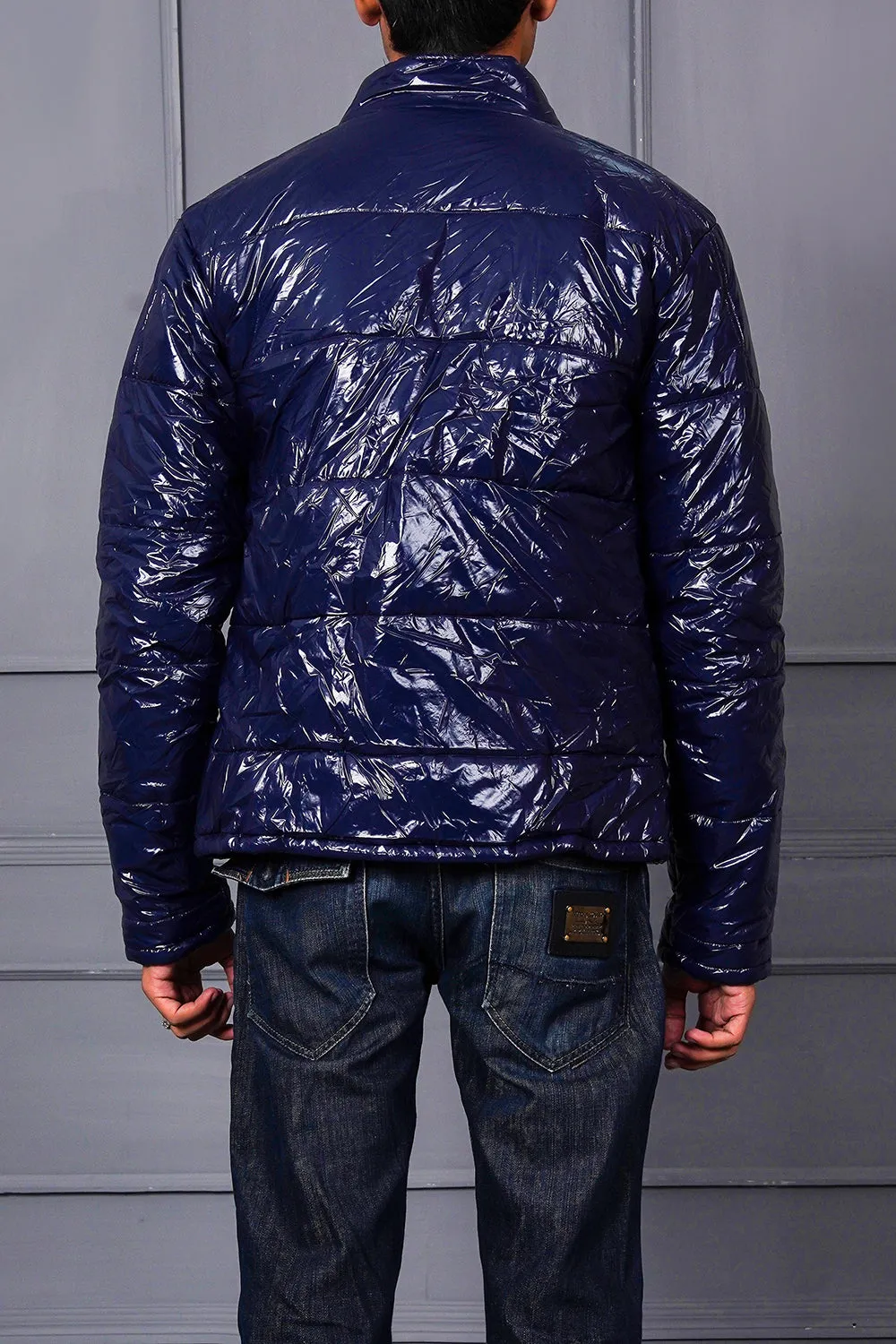 Glossy Blue Puffer Jacket