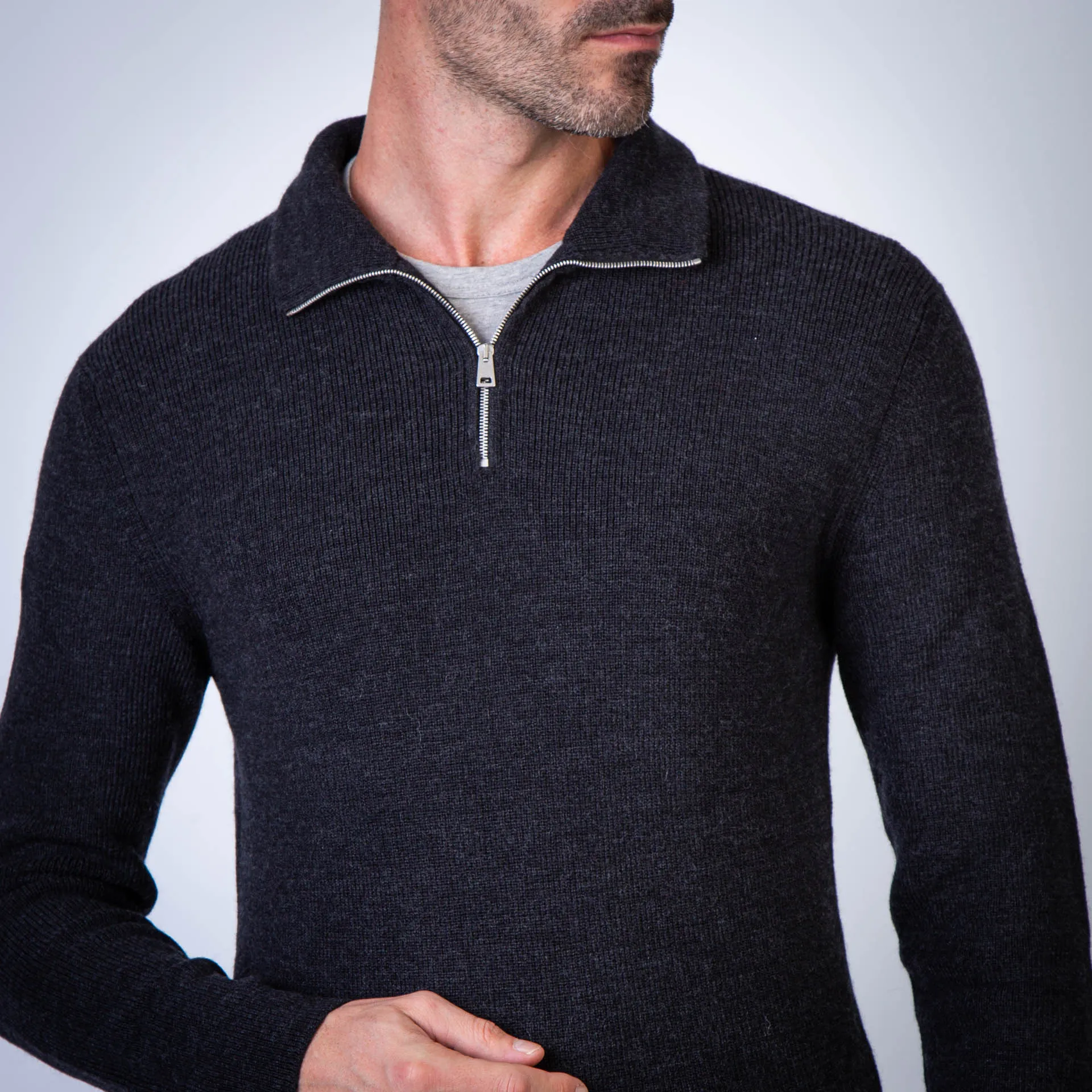 GRP FIRENZE SWEATER TEC 20 1/2 ZIP CHARCOAL GREY