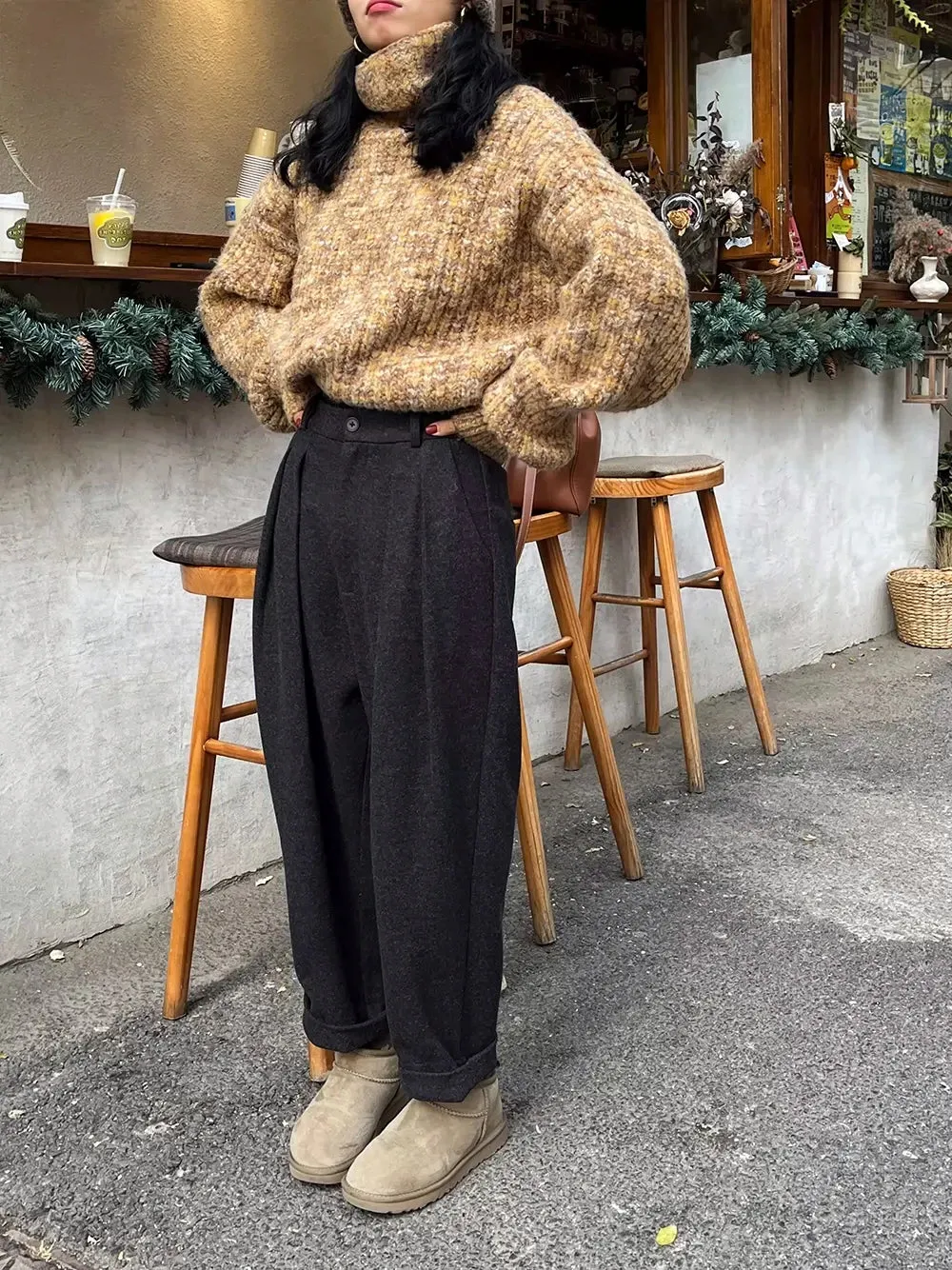 HEYFANCYSTYLE Signature Wool Wide Leg Trousers