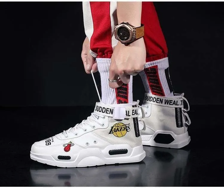 High-Top Sneakers Shoes Graffiti Buckle