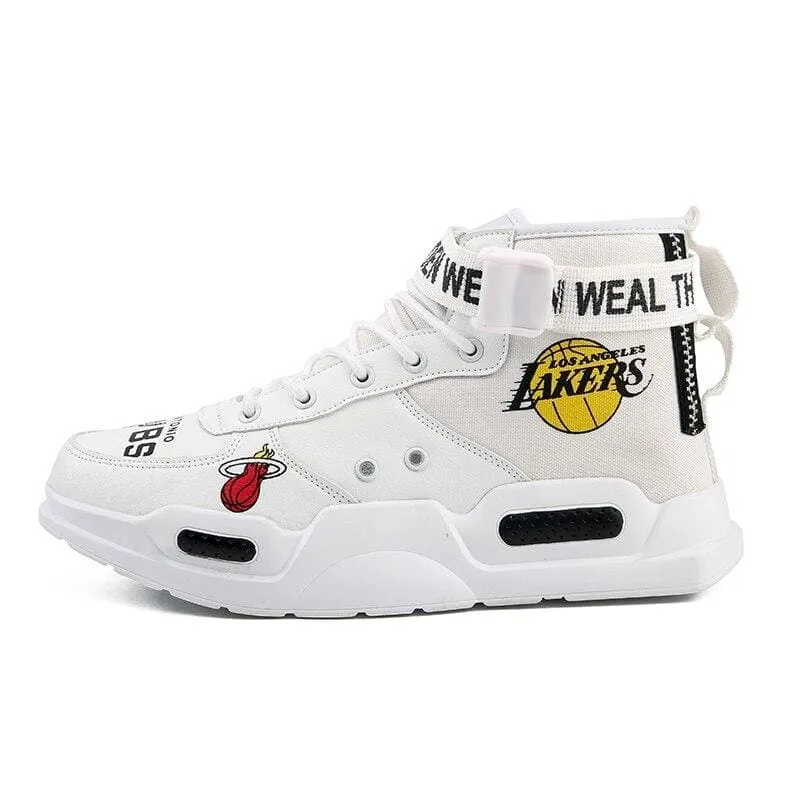 High-Top Sneakers Shoes Graffiti Buckle