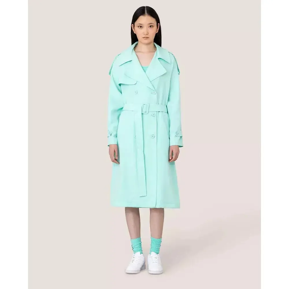 Hinnominate Elegant Light Blue Double-Breasted Trench Coat