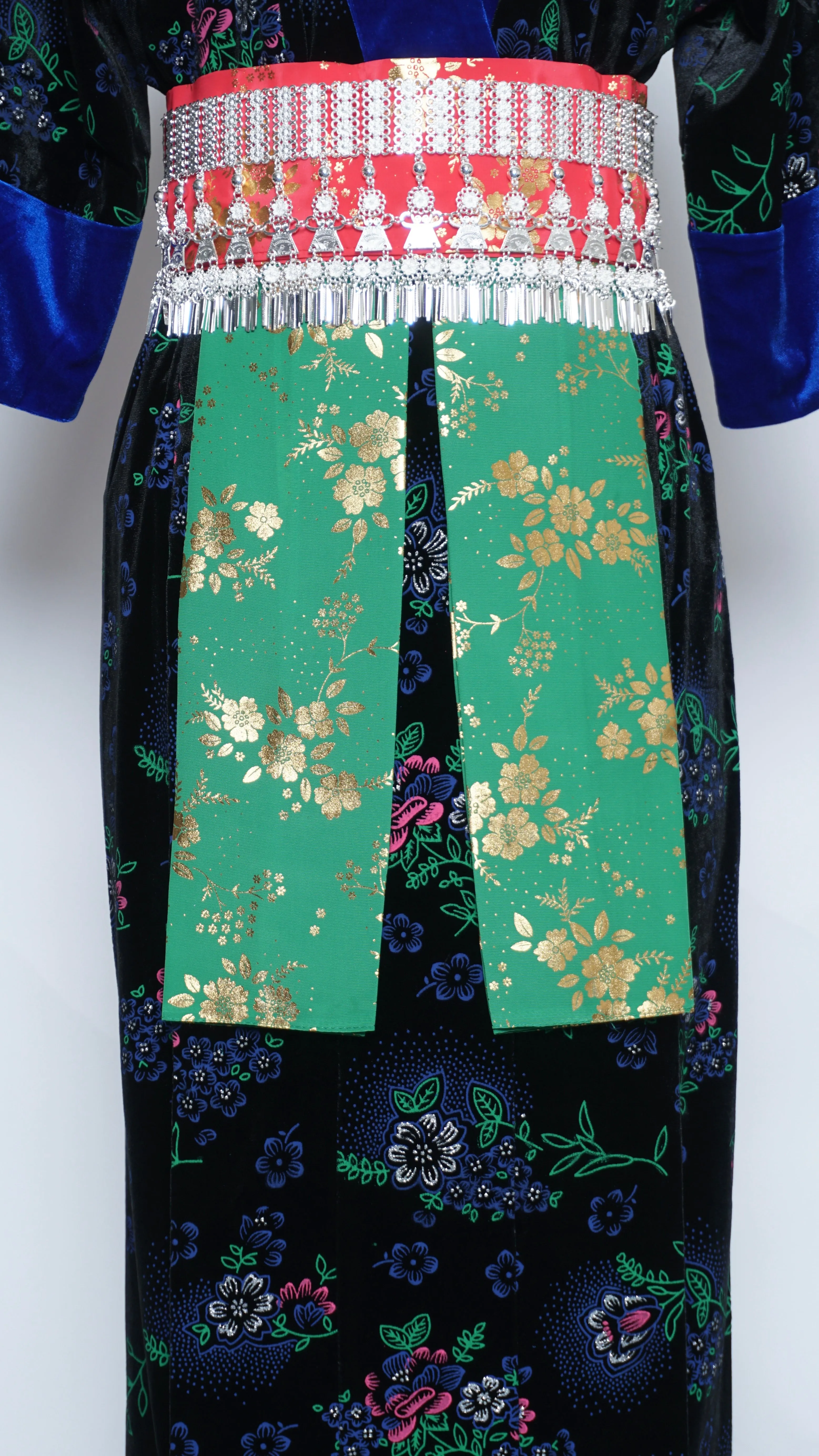 Hmong Xeev Blue/Pink Floral Velvet