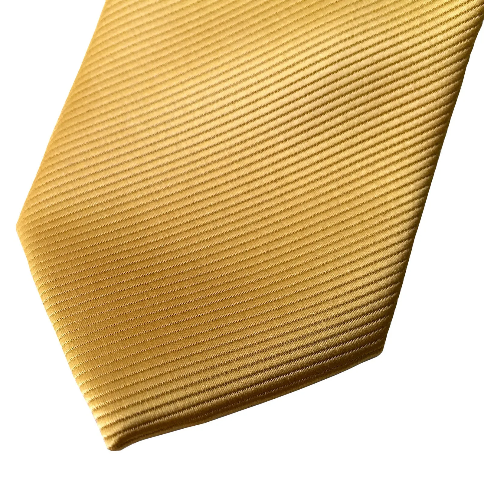 Honey Gold Necktie. Solid Color Fine-Stripe Tie, No Print