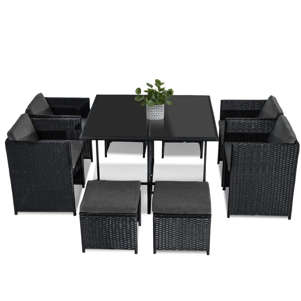 Horrocks 8 Seater Outdoor Dining Set-Black