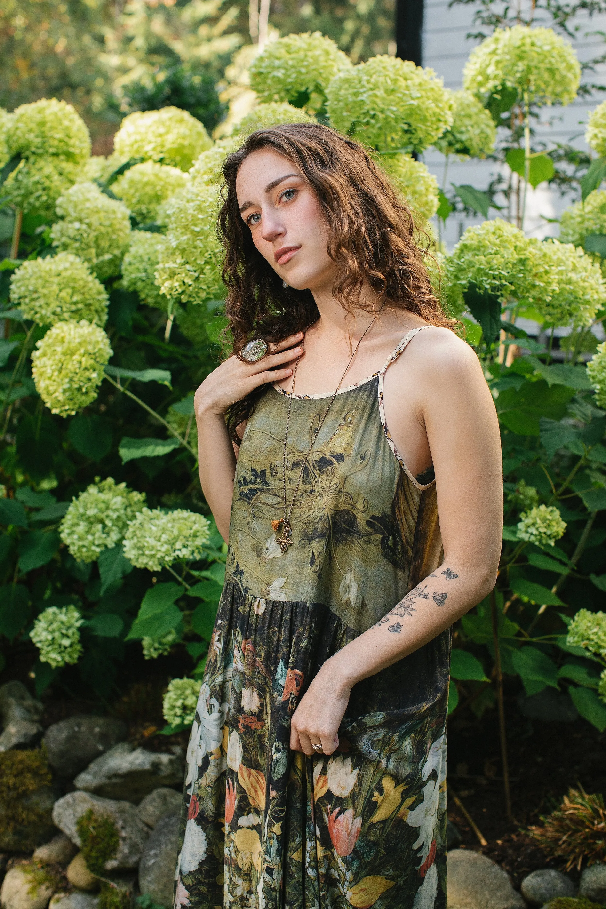 I Dream In Flowers Bohéme Slip Dress with Bees