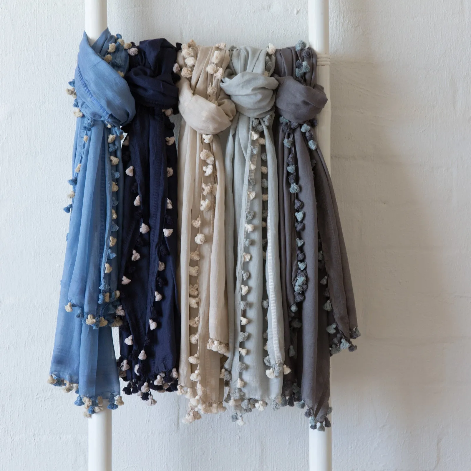 Isabel Pom Pom Scarf Charcoal