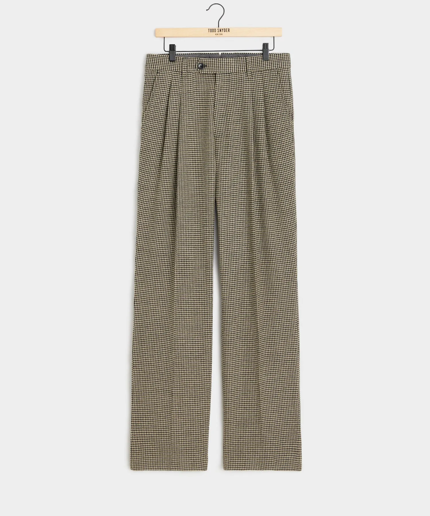 Italian Flannel Wythe Trouser in Cream Houndstooth