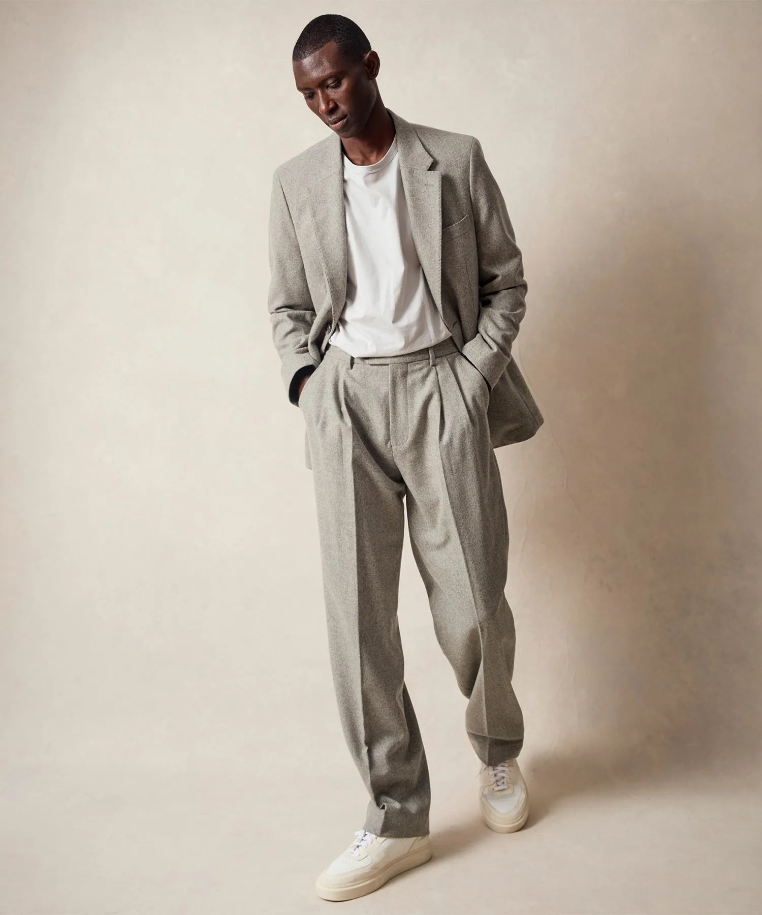 Italian Flannel Wythe Trouser in Light Grey