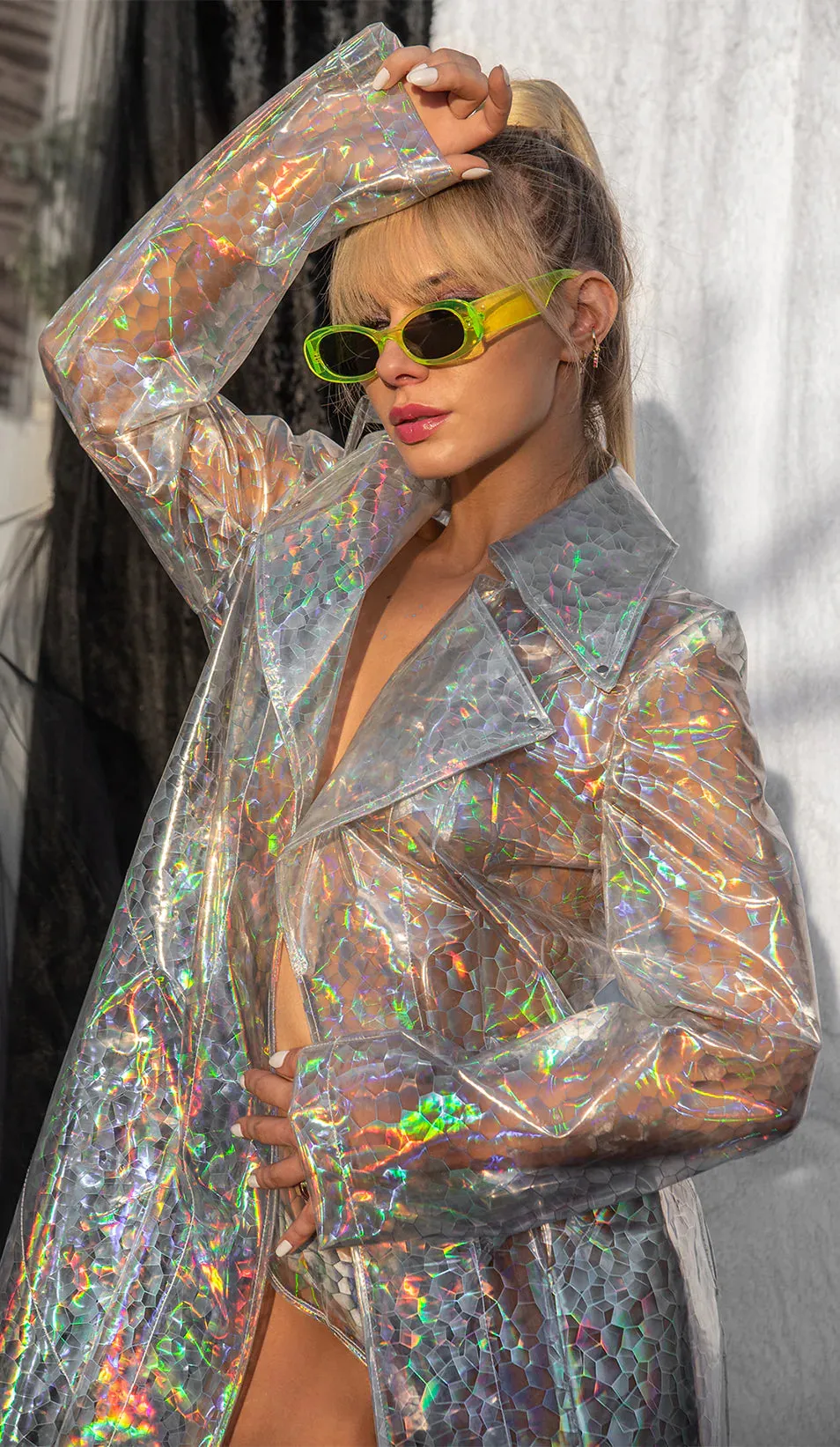 J. Valentine Holo Prism Trench Coat