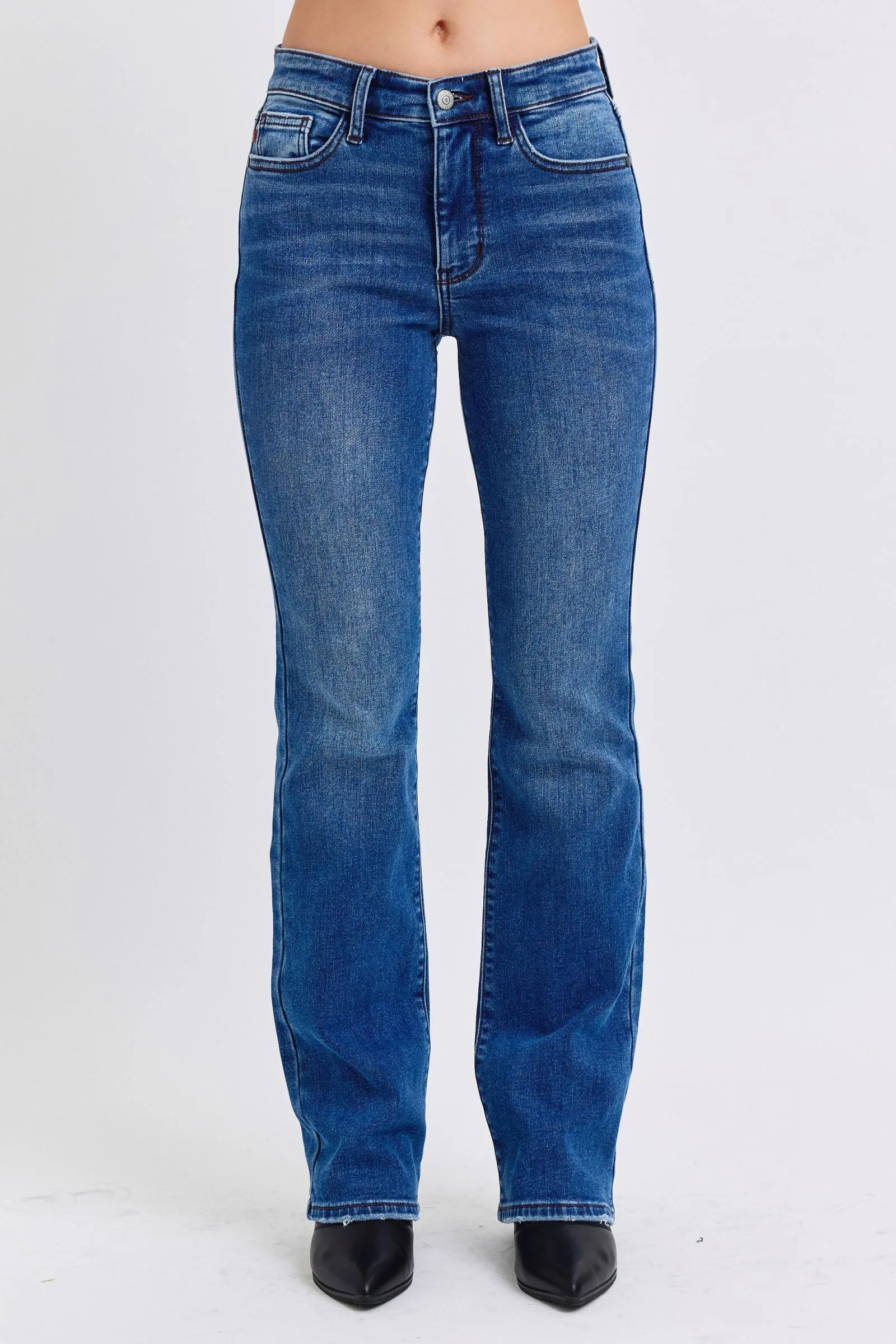 Judy Blue Mid Rise Thermal Bootcut Denim Jeans 82621