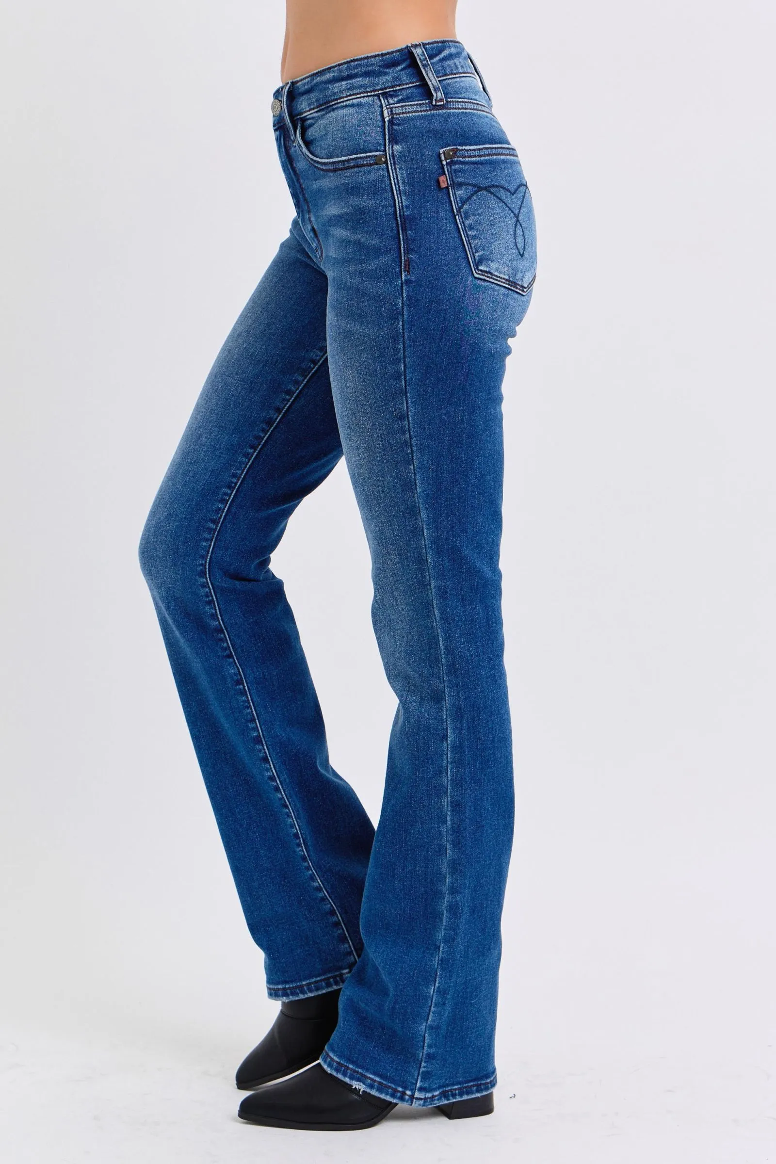 Judy Blue Mid Rise Thermal Bootcut Denim Jeans 82621