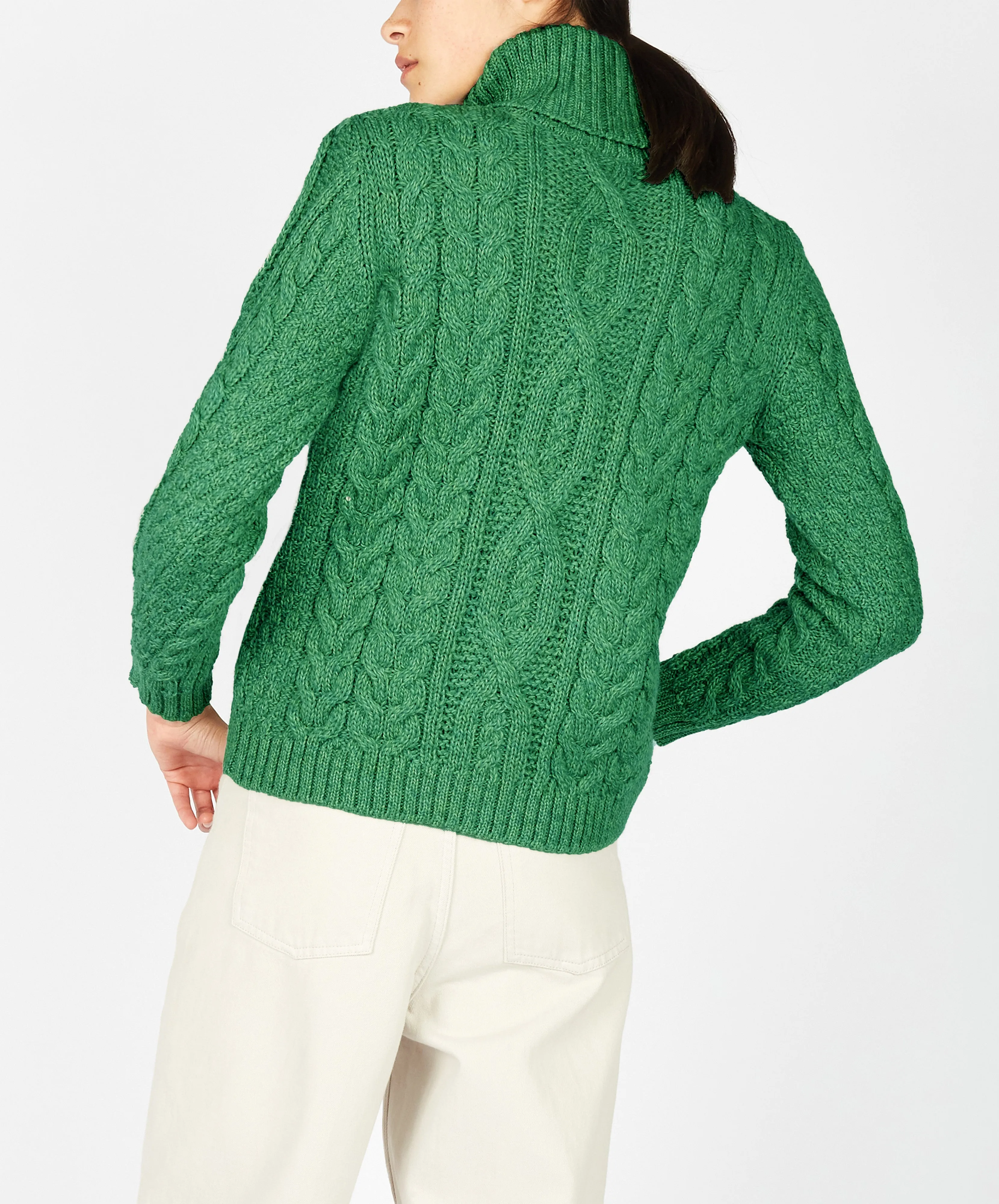 Juniper Aran Polo Neck Green Marl