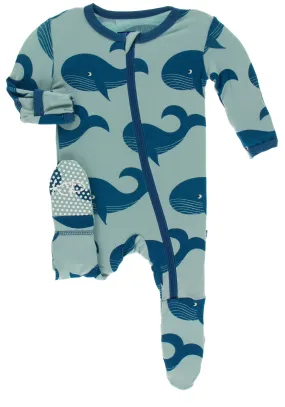 KicKee Pants Jade Whales Footie with Zipper