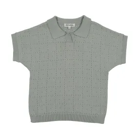 Kin and Kin Light Blue Knit Polo Sweater